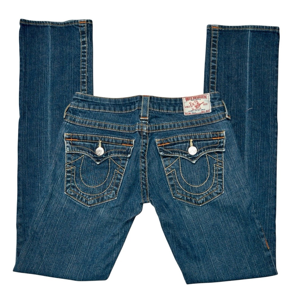 True Religion Billy Straight Jeans Womens Size 27 Western Rodeo School Denim - Picture 2 of 14